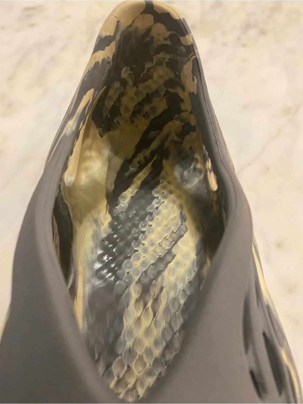 Yeezy Foam Runner Slip-On in Gray and Yellow Marbled